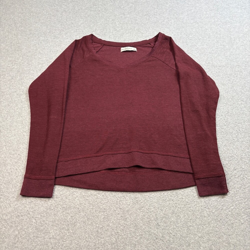Abercrombie & Fitch Shirt Woman Small Red Waffle Knit Pullover Academia 90s Y2K